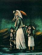 Niko Pirosmanashvili A Peasant Woman with Children Going to Fetch Water oil painting artist